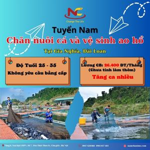 Tuyển gấp nam lao động đi Đài lương cao, phí rẻ